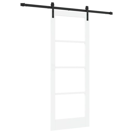 vidaXL Porta scorrevole con set hardware "ORKDAL" Legno massello e vetro bianco