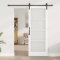 vidaXL Porta scorrevole con set hardware "ORKDAL" Legno massello e vetro bianco vidaXL Porta scorrevole con set hardware "ORKDAL" Legno massello e vetro bianco