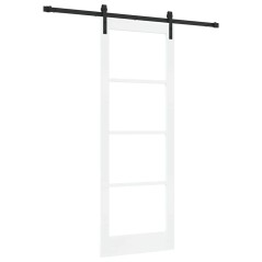 porta scorrevole vidaXL con set di ferramenta 'ORKDAL'Legno Massello Bianco & Vetro
