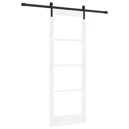 porta scorrevole vidaXL con set di ferramenta 'ORKDAL'Legno Massello Bianco & Vetro