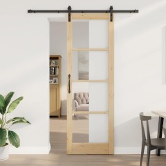 vidaXL Porta Scorrevole ORKDAL Set di 2 Naturale e nero Legno, Metallo