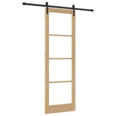 vidaXL Porta Scorrevole ORKDAL Set di 2 Naturale e nero Legno, Metallo