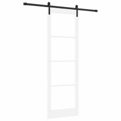 vidaXL Porta Scorrevole con Set di Hardware 'ORKDAL'Bianco Legno Massello e Vetro