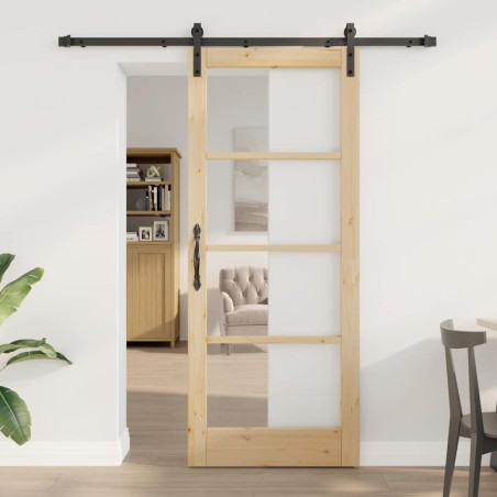 porta scorrevole vidaXL con set di accessori "ORKDAL" in legno massello e vetro