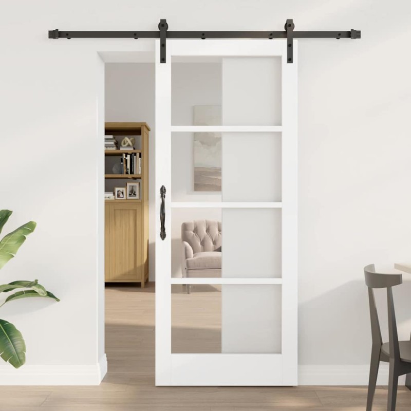 Porta Scorrevole vidaXL con Set di Accessori 'ORKDAL'Bianca in Legno e Vetro Porta Scorrevole vidaXL con Set di Accessori 'ORKDAL'Bianca in Legno e Vetro