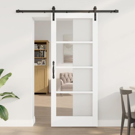 Porta Scorrevole vidaXL con Set di Accessori 'ORKDAL'Bianca in Legno e Vetro