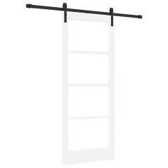 Porta Scorrevole vidaXL con Set di Accessori 'ORKDAL'Bianca in Legno e Vetro