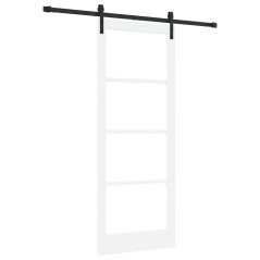 Porta Scorrevole vidaXL con Set di Hardware 'ORKDAL'Bianca Legno Massello & Vetro
