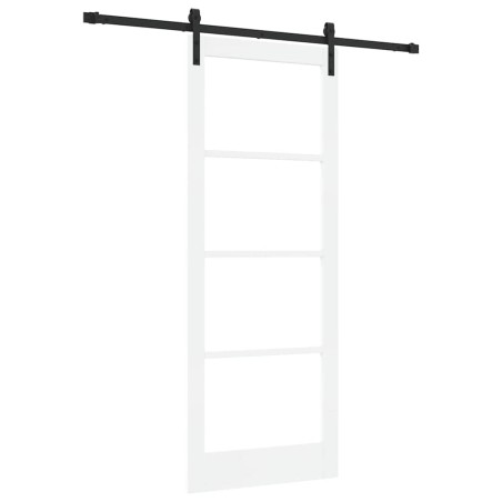 Porta Scorrevole vidaXL con Set di Hardware 'ORKDAL'Bianca Legno Massello & Vetro