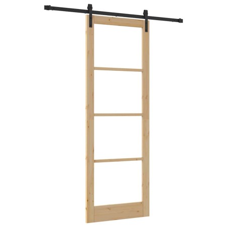 vidaXL Porta Scorrevole con Set Hardware 'ORKDAL'Legno Massiccio e Vetro
