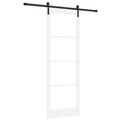 Porta scorrevole vidaXL con set di accessori "ORKDAL" Bianco Legno Massello e Vetro