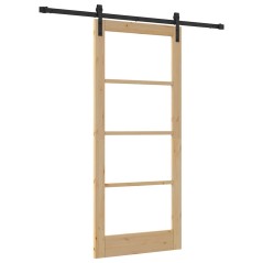 Porta Scorrevole vidaXL con Set Hardware 'ORKDAL'Legno Massello e Vetro