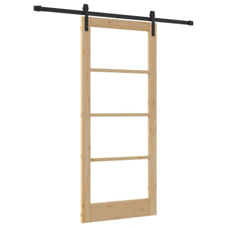 Porta Scorrevole vidaXL con Set Hardware 'ORKDAL'Legno Massello e Vetro