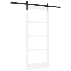 Porta Scorrevole vidaXL con Set Ferramenta 'ORKDAL'Bianca Legno Massello e Vetro