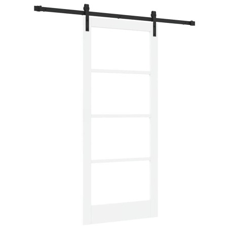 Porta Scorrevole vidaXL con Set Ferramenta 'ORKDAL'Bianca Legno Massello e Vetro