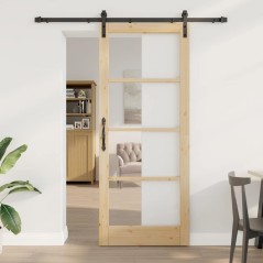 vidaXL Porta Scorrevole con Set di Ferramenta 'ORKDAL'Legno Massello e Vetro