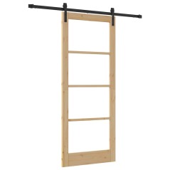vidaXL Porta Scorrevole con Set di Ferramenta 'ORKDAL'Legno Massello e Vetro