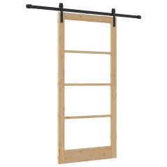 vidaXL Porta scorrevole con set di hardware 'ORKDAL'Legno massello e vetro
