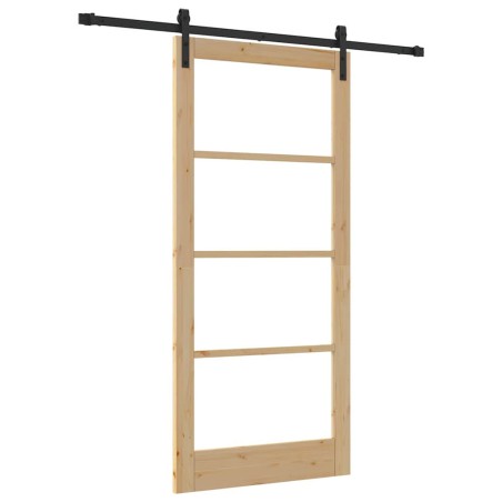 vidaXL Porta scorrevole con set di hardware 'ORKDAL'Legno massello e vetro