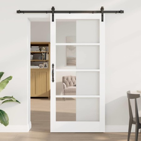 porta scorrevole vidaXL con Set Hardware 'ORKDAL'Bianco Legno Massello & Vetro