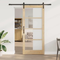 vidaXL Porta Scorrevole con Set Hardware 'ORKDAL'Legno Massello e Vetro