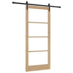vidaXL Porta Scorrevole con Set Hardware 'ORKDAL'Legno Massello e Vetro