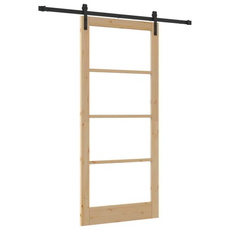 vidaXL Porta Scorrevole con Set Hardware 'ORKDAL'Legno Massello e Vetro