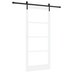 vidaXL Porta Scorrevole con Set di Ferramenta 'ORKDAL'Legno Massiccio Bianco & Vetro