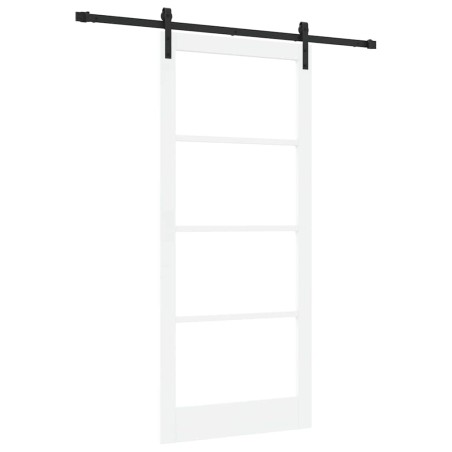 vidaXL Porta Scorrevole con Set di Ferramenta 'ORKDAL'Legno Massiccio Bianco & Vetro
