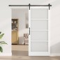 vidaXL Porta Scorrevole con Set di Ferramenta 'ORKDAL'Legno Massiccio Bianco & Vetro vidaXL Porta Scorrevole con Set di Ferramenta 'ORKDAL'Legno Massiccio Bianco & Vetro