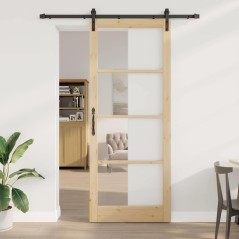 vidaXL Porta scorrevole con set di accessori "ORKDAL" Legno massello e vetro
