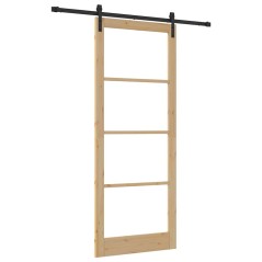 vidaXL Porta scorrevole con set di accessori "ORKDAL" Legno massello e vetro