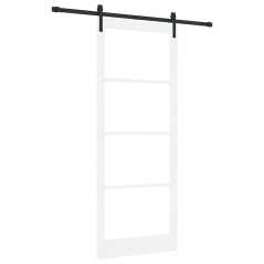 Porta Scorrevole vidaXL con Set di Hardware 'ORKDAL'in Legno Massello Bianco e Vetro