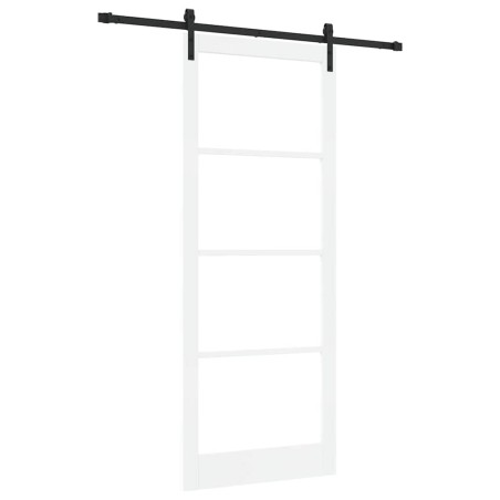Porta Scorrevole vidaXL con Set di Hardware 'ORKDAL'in Legno Massello Bianco e Vetro