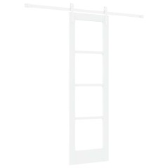 vidaXL Porta Scorrevole con Set di Hardware "ORKDAL" Legno Massello Bianco & Vetro