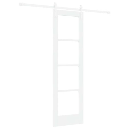 vidaXL Porta Scorrevole con Set di Hardware "ORKDAL" Legno Massello Bianco & Vetro