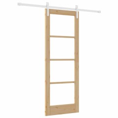 vidaXL Porta Scorrevole con Set di Ferramenta 'ORKDAL'Legno Massello e Vetro
