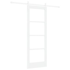 vidaXL Porta Scorrevole con Set di Hardware 'ORKDAL'Bianco Legno Massello & Vetro