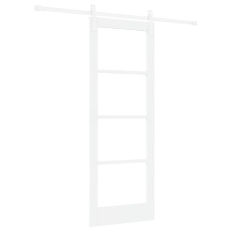 vidaXL Porta Scorrevole con Set di Hardware 'ORKDAL'Bianco Legno Massello & Vetro