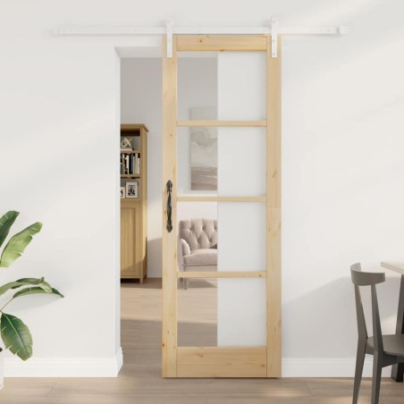vidaXL Porta Scorrevole con Hardware 'ORKDAL'Legno Massello & Vetro