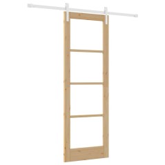 vidaXL Porta Scorrevole con Hardware 'ORKDAL'Legno Massello & Vetro
