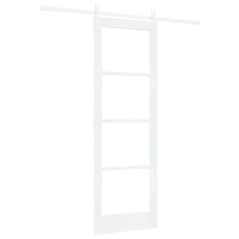 Porta scorrevole vidaXL con set di hardware 'ORKDAL'in legno solido bianco e vetro