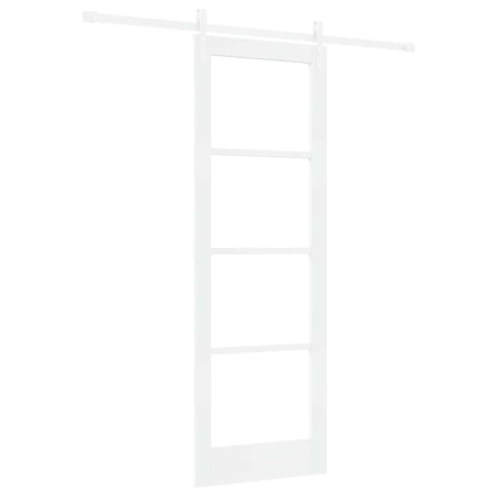 Porta scorrevole vidaXL con set di hardware 'ORKDAL'in legno solido bianco e vetro