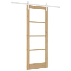 porta scorrevole vidaXL con set di ferramenta 'ORKDAL'legno massello e vetro