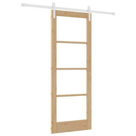 porta scorrevole vidaXL con set di ferramenta 'ORKDAL'legno massello e vetro