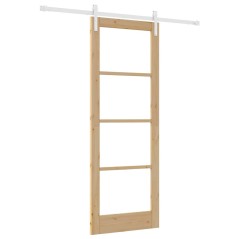 vidaXL Porta Scorrevole con Kit di Hardware 'ORKDAL'Legno Massello e Vetro