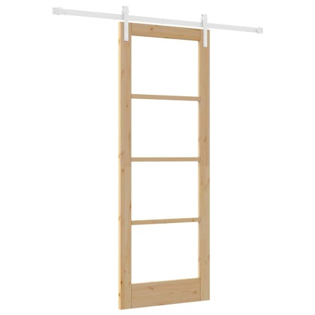 vidaXL Porta Scorrevole con Kit di Hardware 'ORKDAL'Legno Massello e Vetro