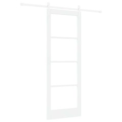 porta scorrevole vidaXL con set di hardware 'ORKDAL'in legno solido bianco e vetro