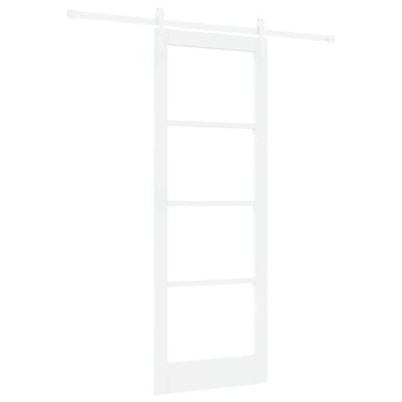 porta scorrevole vidaXL con set di hardware 'ORKDAL'in legno solido bianco e vetro
