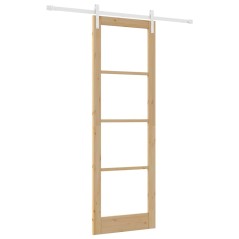 vidaXL Porta scorrevole con set hardware 'ORKDAL'legno massello e vetro